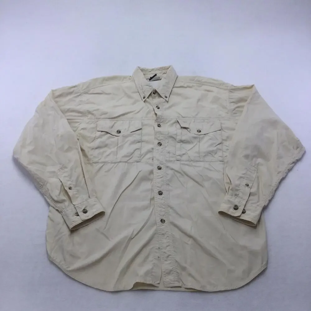 The North Face Shirt Mens XL Beige Nylon Long Sleeve Vented Hiking Outdoor